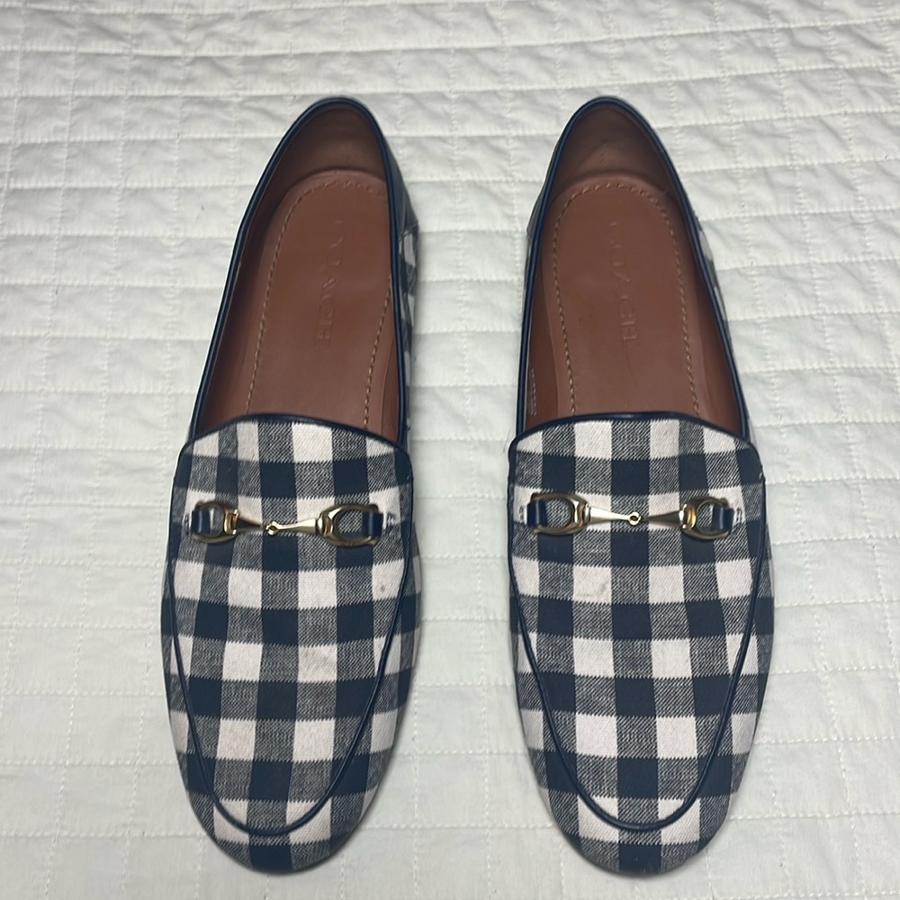 Coach ‘Hayley’ Gingham Print Canvas Loafers 40.5